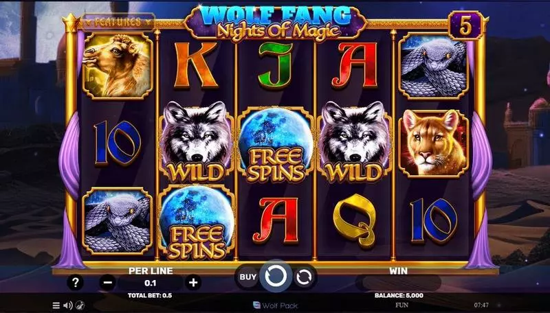 Wolf Fang – Nights Of Magic Slots made by Spinomenal - Main Screen Reels