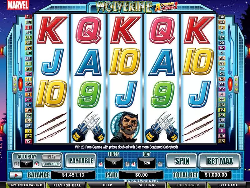 Wolverine - Action Stacks! Slots made by CryptoLogic - Main Screen Reels