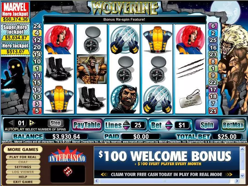 Wolverine Slots made by CryptoLogic - Main Screen Reels