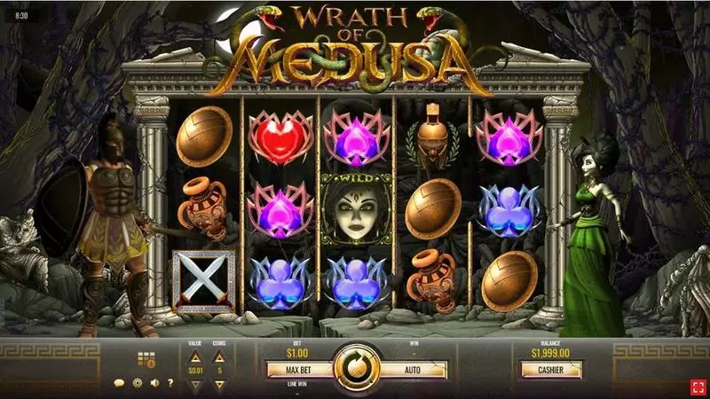 Wrath of Medusa Slots made by Rival - Main Screen Reels
