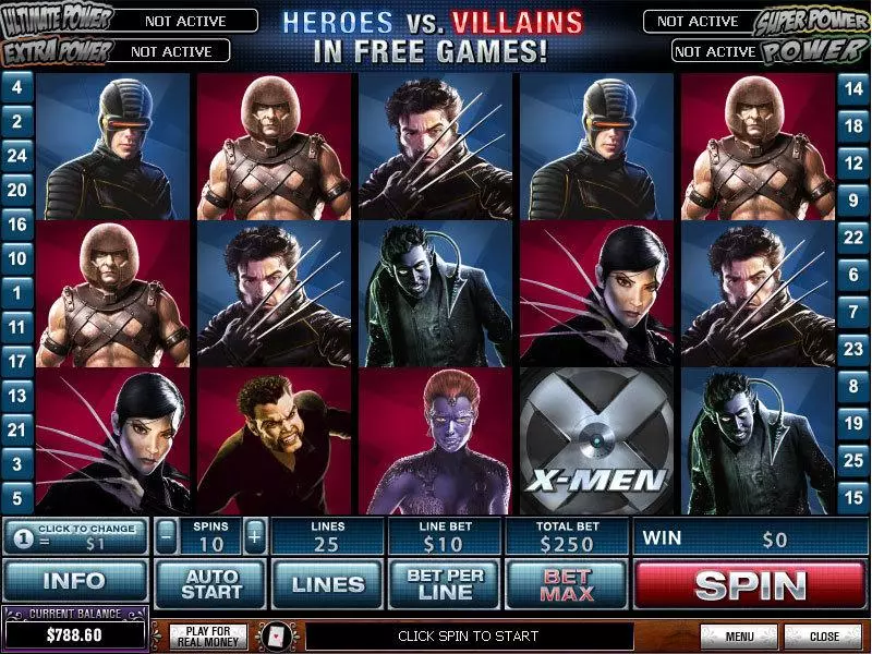 X-Men Slots made by PlayTech - Main Screen Reels