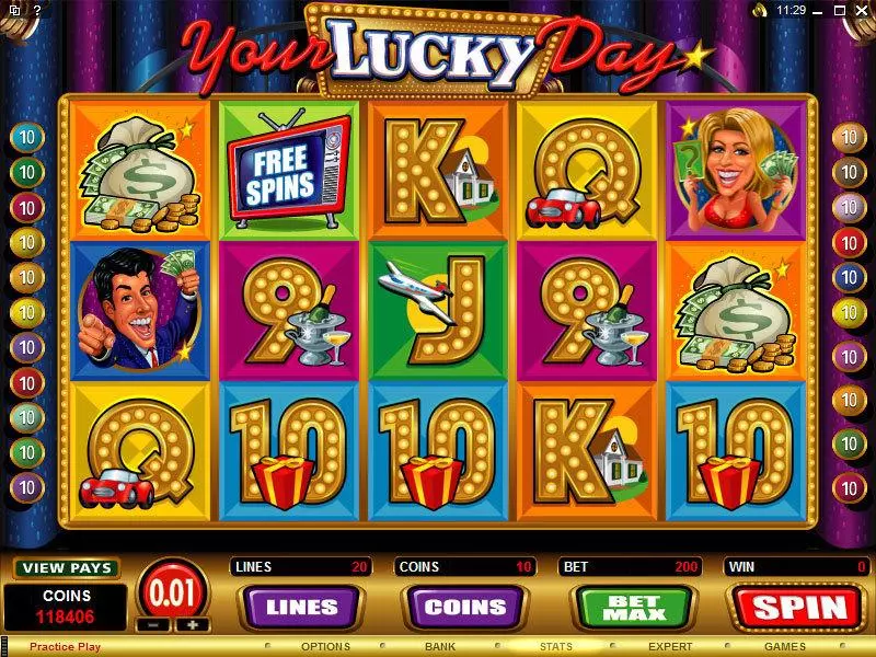 Your Lucky Day Slots made by Microgaming - Main Screen Reels