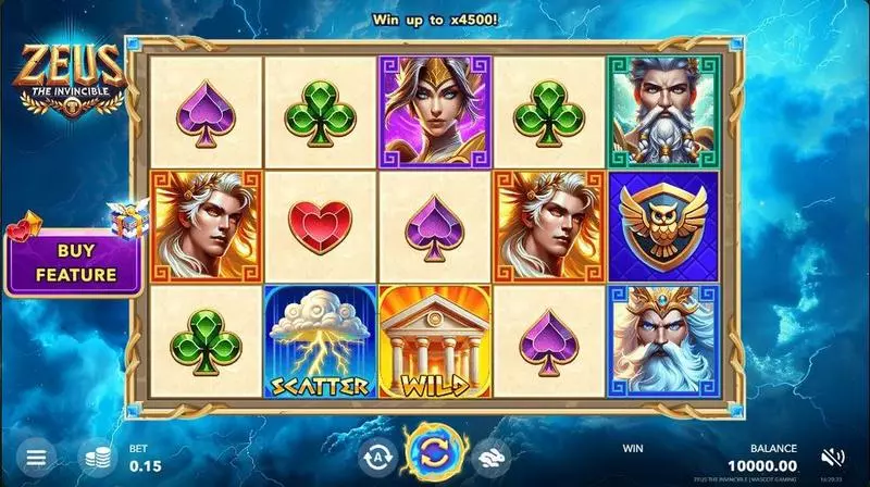Zeus the Invincible Slots made by Mascot Gaming - Main Screen Reels
