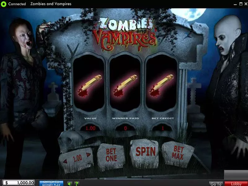 Zombies and Vampires Slots made by 888 - Main Screen Reels