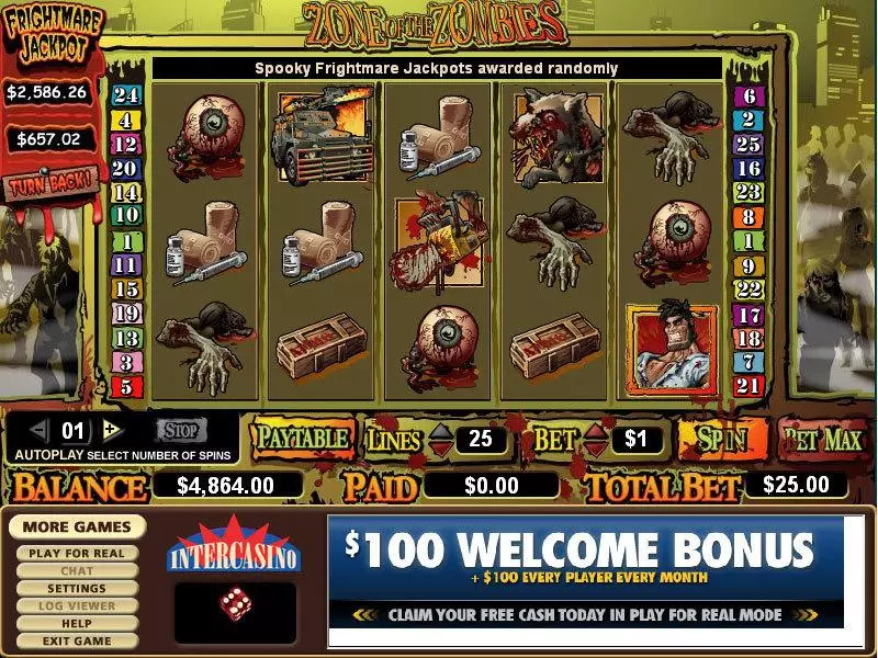 Zone of Zombies Slots made by CryptoLogic - Main Screen Reels