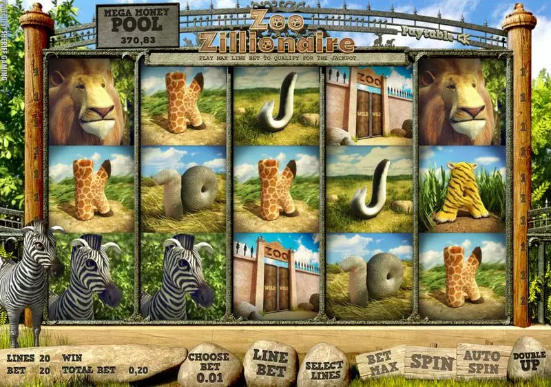 Zoo Zillionaire Slots made by Sheriff Gaming - Main Screen Reels