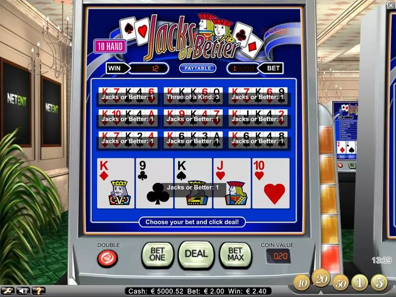 Classic Jacks or Better 10 Hand Poker made by NetEnt - Introduction Screen