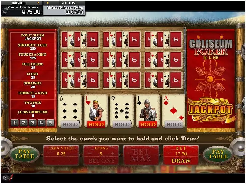 Coliseum 10 Hand Poker made by GamesOS - Introduction Screen