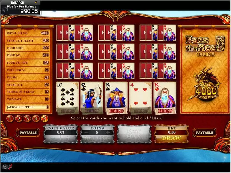 Face the Ace 10 Hand Poker made by GamesOS - Introduction Screen