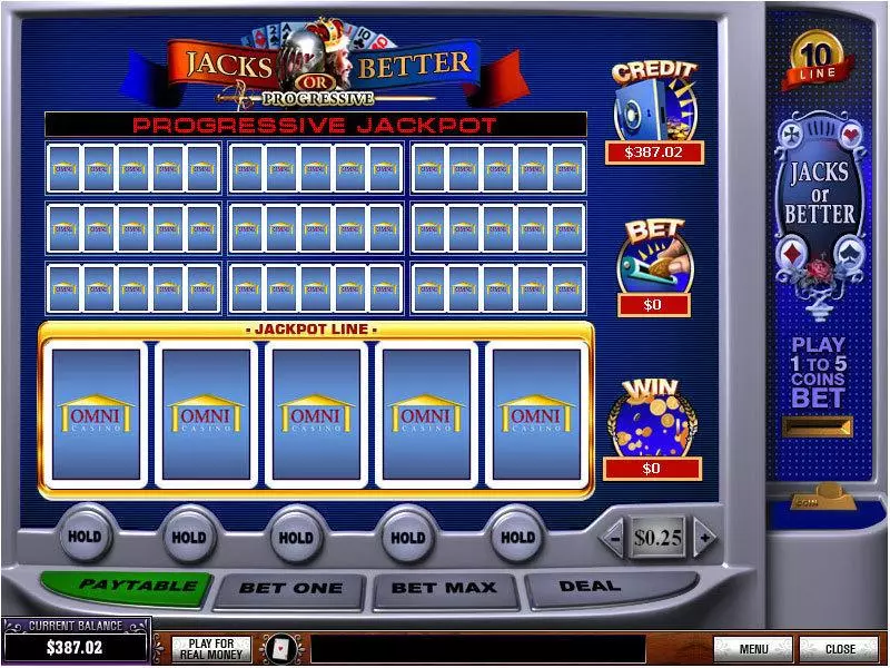 Jacks or Better 10 Hand Poker made by PlayTech - Introduction Screen