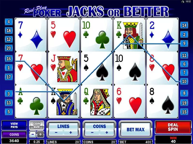 Jacks or Better Reel Play Poker made by Microgaming - Introduction Screen