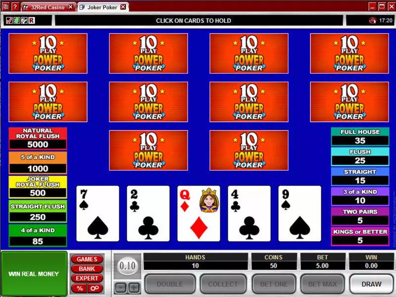 Joker 10 Play Poker made by Microgaming - Introduction Screen