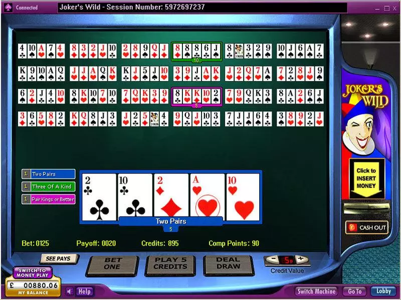 Joker's Wild 25 Hand Poker made by 888 - Introduction Screen