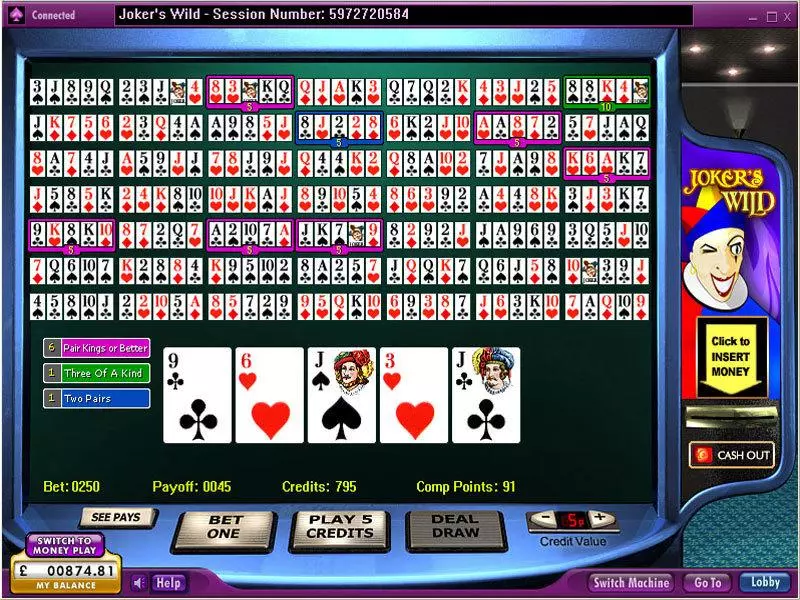 Joker's Wild 50 Hand Poker made by 888 - Introduction Screen