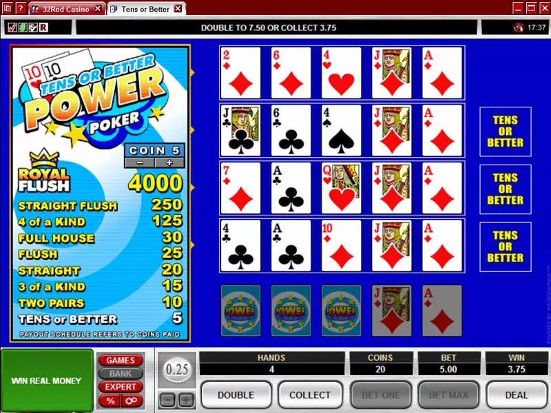 Tens or Better 4 Play Poker made by Microgaming - Introduction Screen