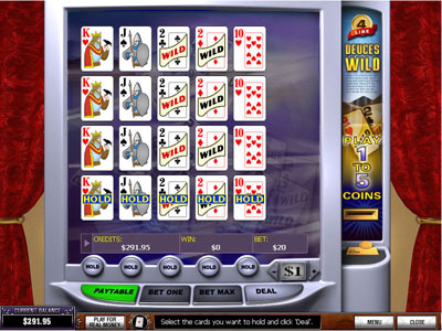 video poker deuces wild pay table